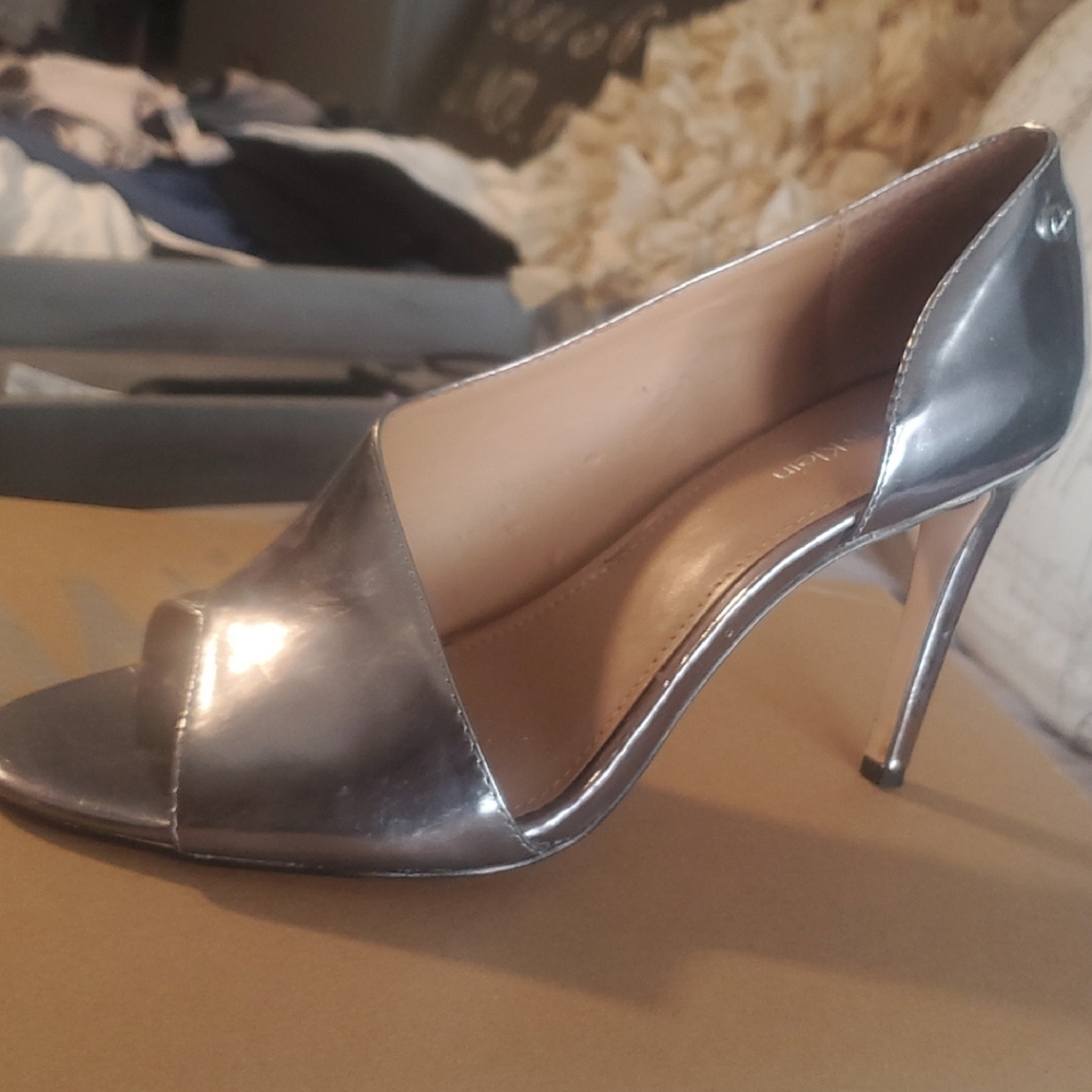 Calvin Klein Collection Metallic Silver Heels